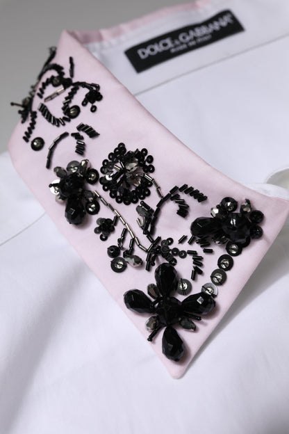 Dolce &amp; Gabbana – Weißes Hemdoberteil mit verziertem Kragen