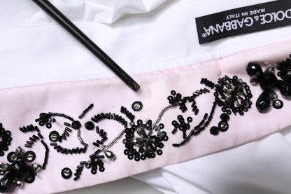 Dolce &amp; Gabbana – Weißes Hemdoberteil mit verziertem Kragen