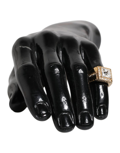Dolce &amp; Gabbana – Goldfarbener Ring aus Sterlingsilber 925 mit Kristallen