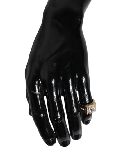 Dolce &amp; Gabbana – Goldfarbener Ring aus Sterlingsilber 925 mit Kristallen