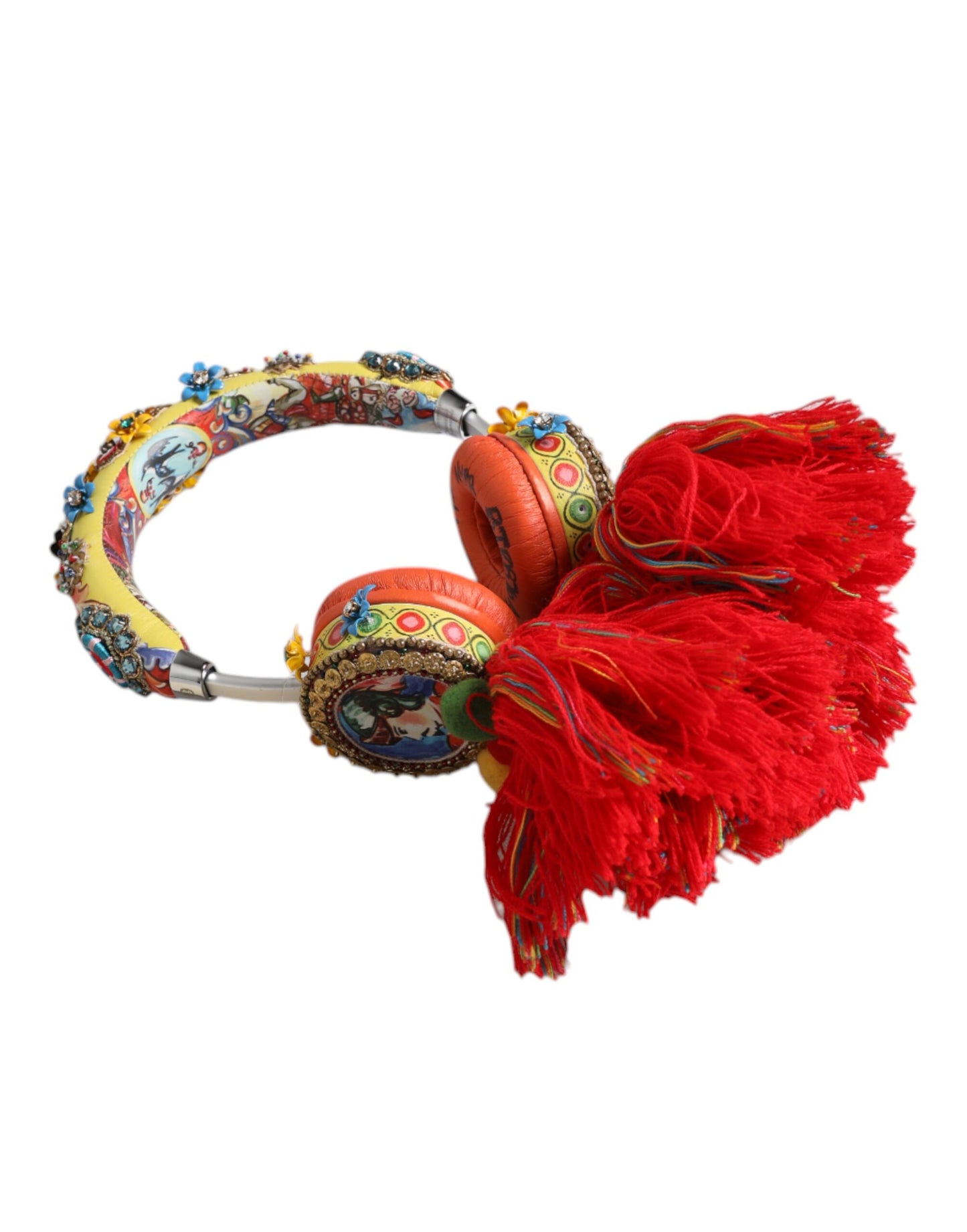 Dolce & Gabbana Multicolor Whimsical Tasseled Crystal Headset Headphones