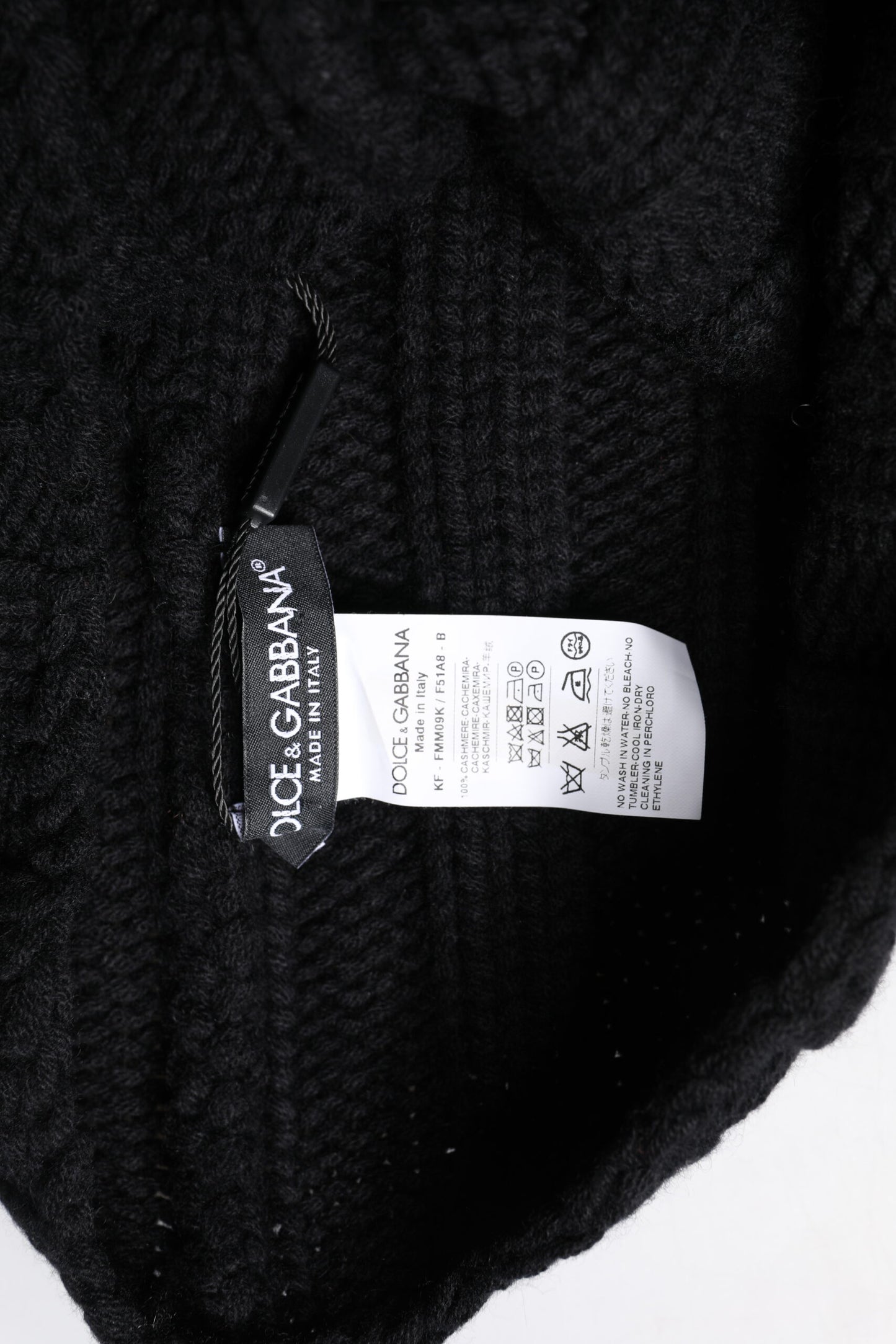 Dolce &amp; Gabbana – Schwarzer, gestrickter Halswärmer-Foulardschal aus Kaschmir