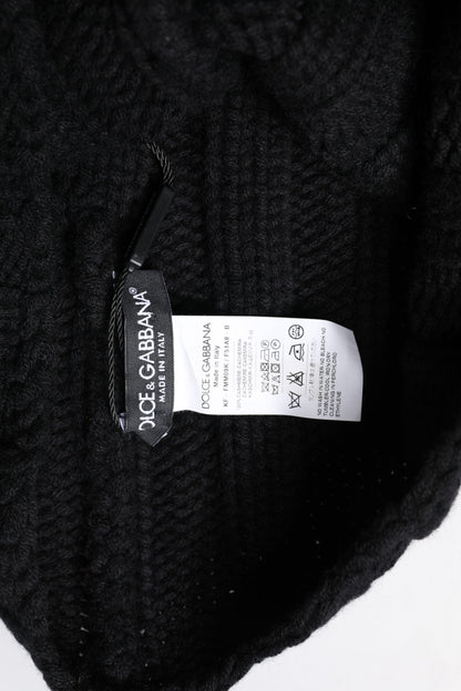 Dolce &amp; Gabbana – Schwarzer, gestrickter Halswärmer-Foulardschal aus Kaschmir