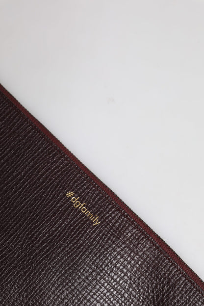 Dolce &amp; Gabbana Braunes Leder #DGFAMILY Verzierte Herren Clutch