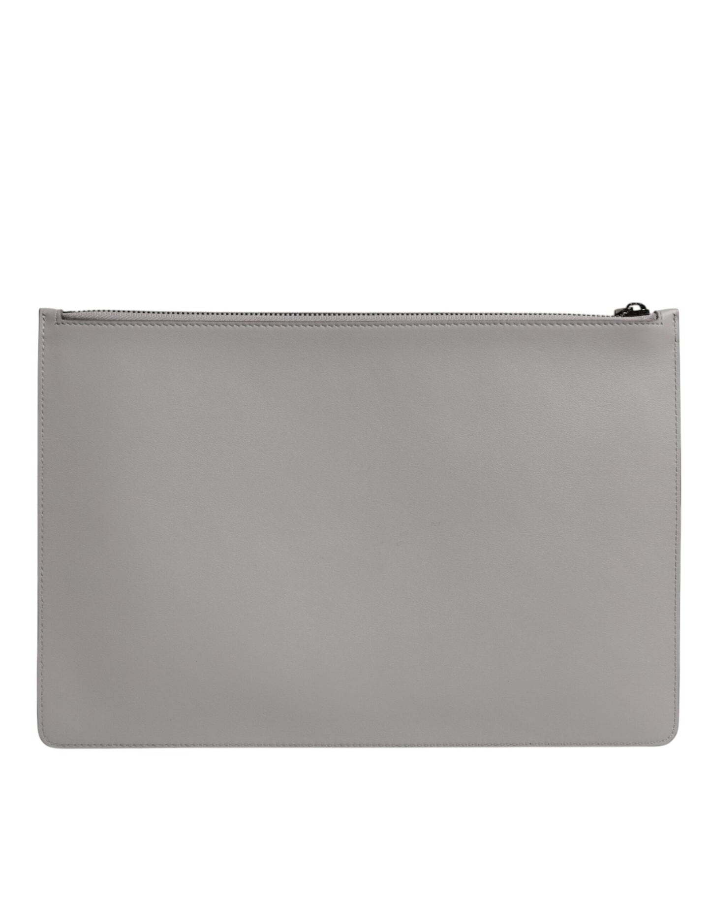 Dolce &amp; Gabbana Graue Clutch mit Reißverschlusstasche aus massivem Leder mit DG-Logo für Herren