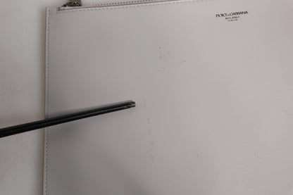 Dolce &amp; Gabbana Graue Clutch mit Reißverschlusstasche aus massivem Leder mit DG-Logo für Herren