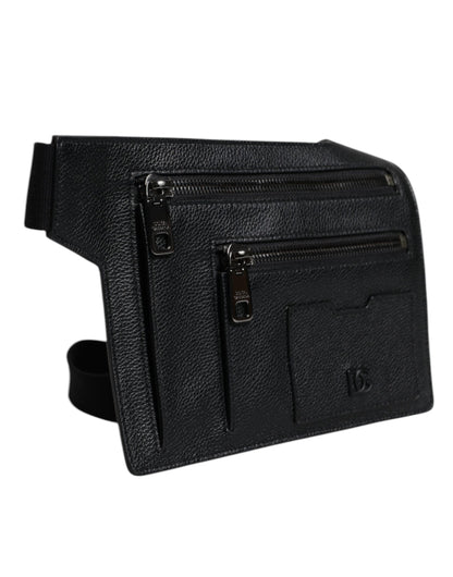 Dolce &amp; Gabbana – Umhängetasche aus schwarzem Kalbsleder