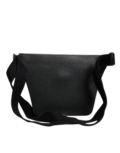 Dolce &amp; Gabbana Gürteltasche mit Logo-Plakette aus schwarzem Kalbsleder für Herren