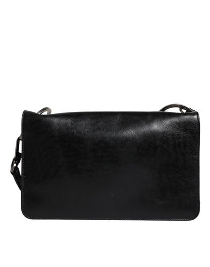 Dolce &amp; Gabbana – Schwarze Umhängetasche aus Leder mit Logo