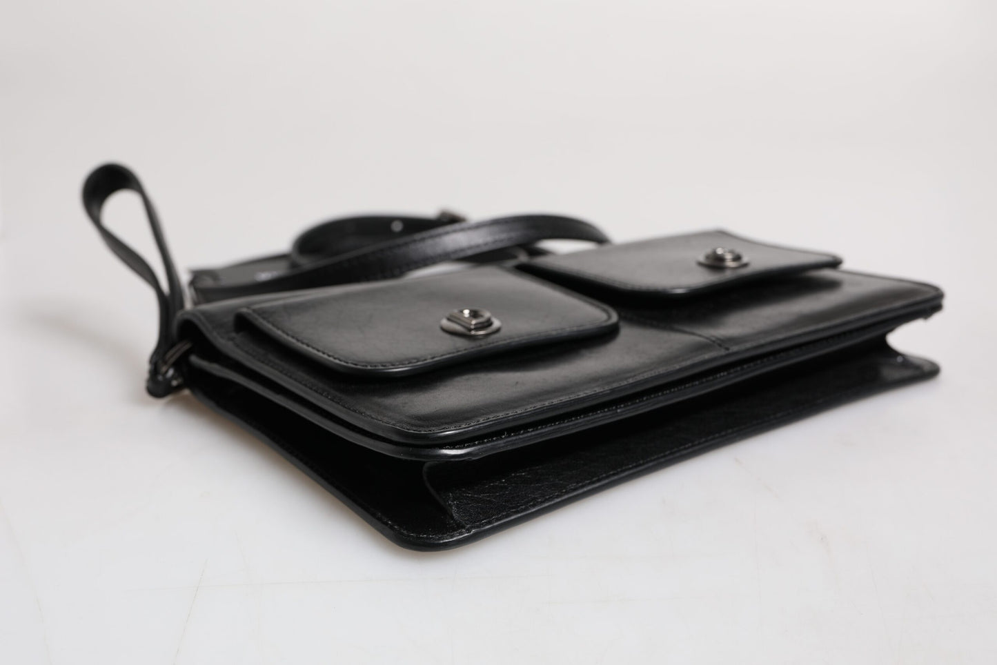 Dolce &amp; Gabbana – Schwarze Umhängetasche aus Leder mit Logo