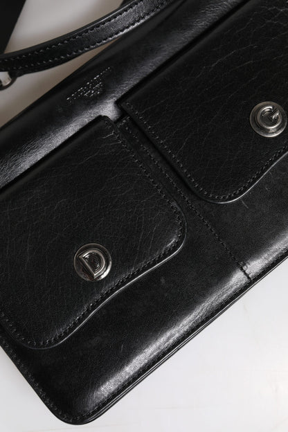 Dolce &amp; Gabbana – Schwarze Umhängetasche aus Leder mit Logo