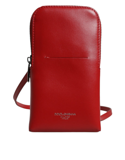 Dolce &amp; Gabbana Rote Ledergeldbörse, Handy-Umhängetasche mit Umhängeband