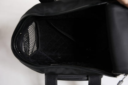 Dolce &amp; Gabbana – Schwarze Tragetasche mit Logo-Schild und Schultergurt für Haustiere