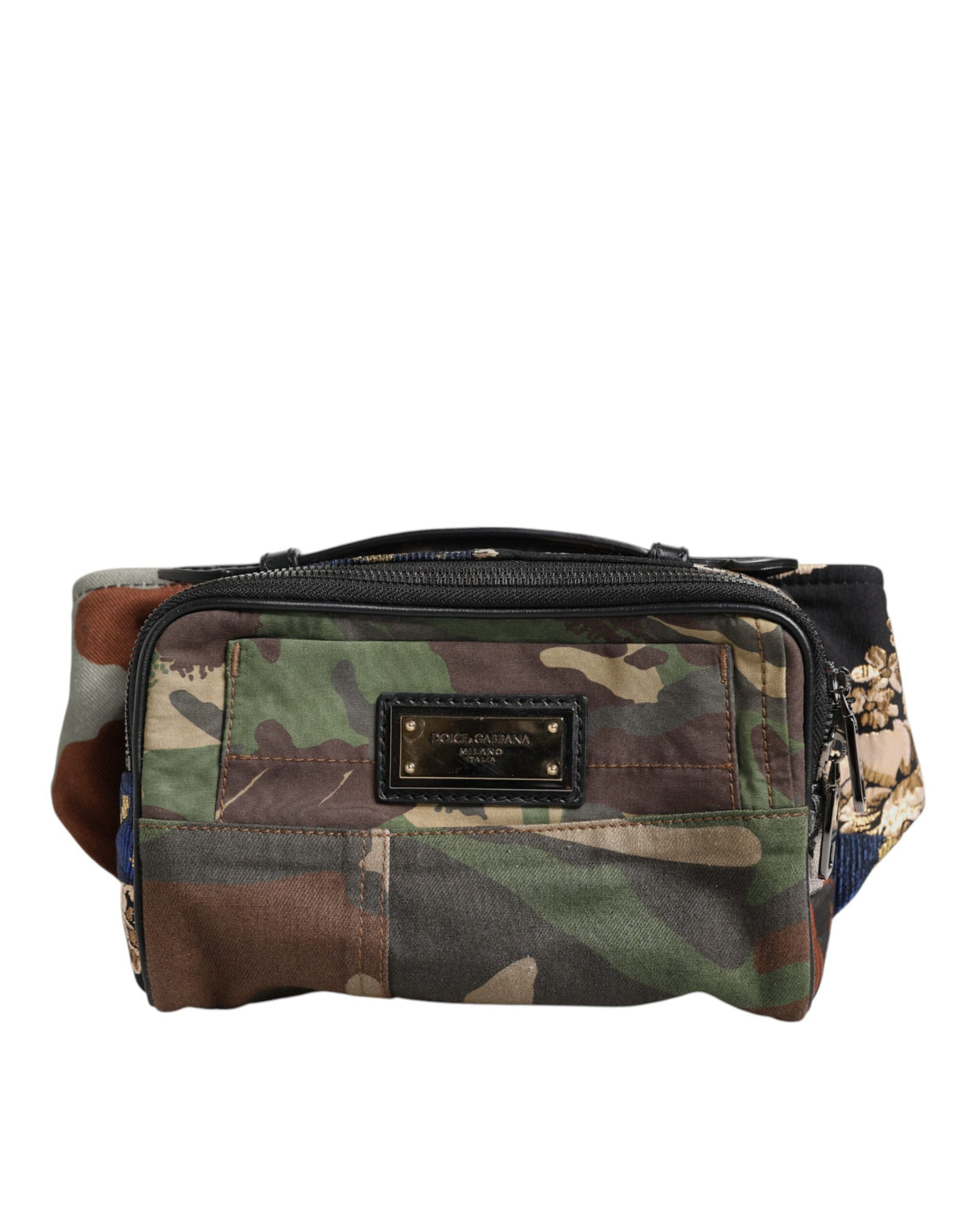 Dolce &amp; Gabbana – Mehrfarbige Gürteltasche mit Camouflage-Patchwork-Logo
