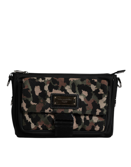 Dolce &amp; Gabbana – Mehrfarbige Umhängetasche aus Jacquard mit Leopardenmuster