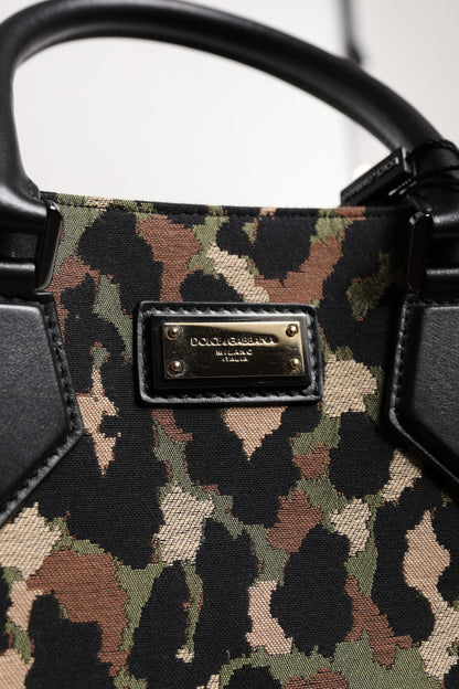 Dolce & Gabbana Multicolor Leopard Shopping Tote Shoulder Bag