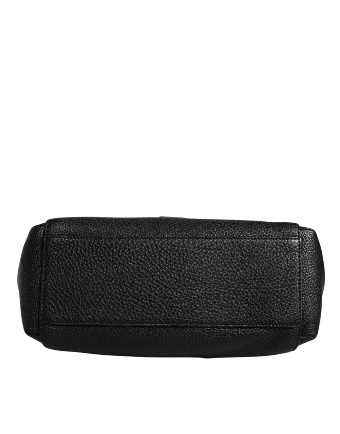 Dolce &amp; Gabbana – Schulter-Umhängetasche aus schwarzem Leder mit Logo-Plakette