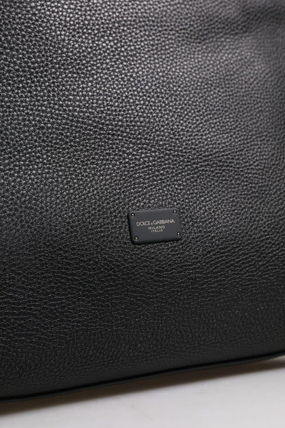 Dolce &amp; Gabbana – Reisetasche aus schwarzem Kalbsleder mit Schulterriemen