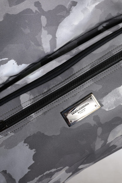Dolce & Gabbana Gray Camo Cotton Multiple Compartments Tote Bag