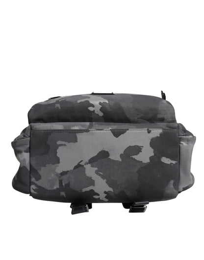Dolce &amp; Gabbana Rucksacktasche aus grauer Baumwolle mit Camouflage-Logo