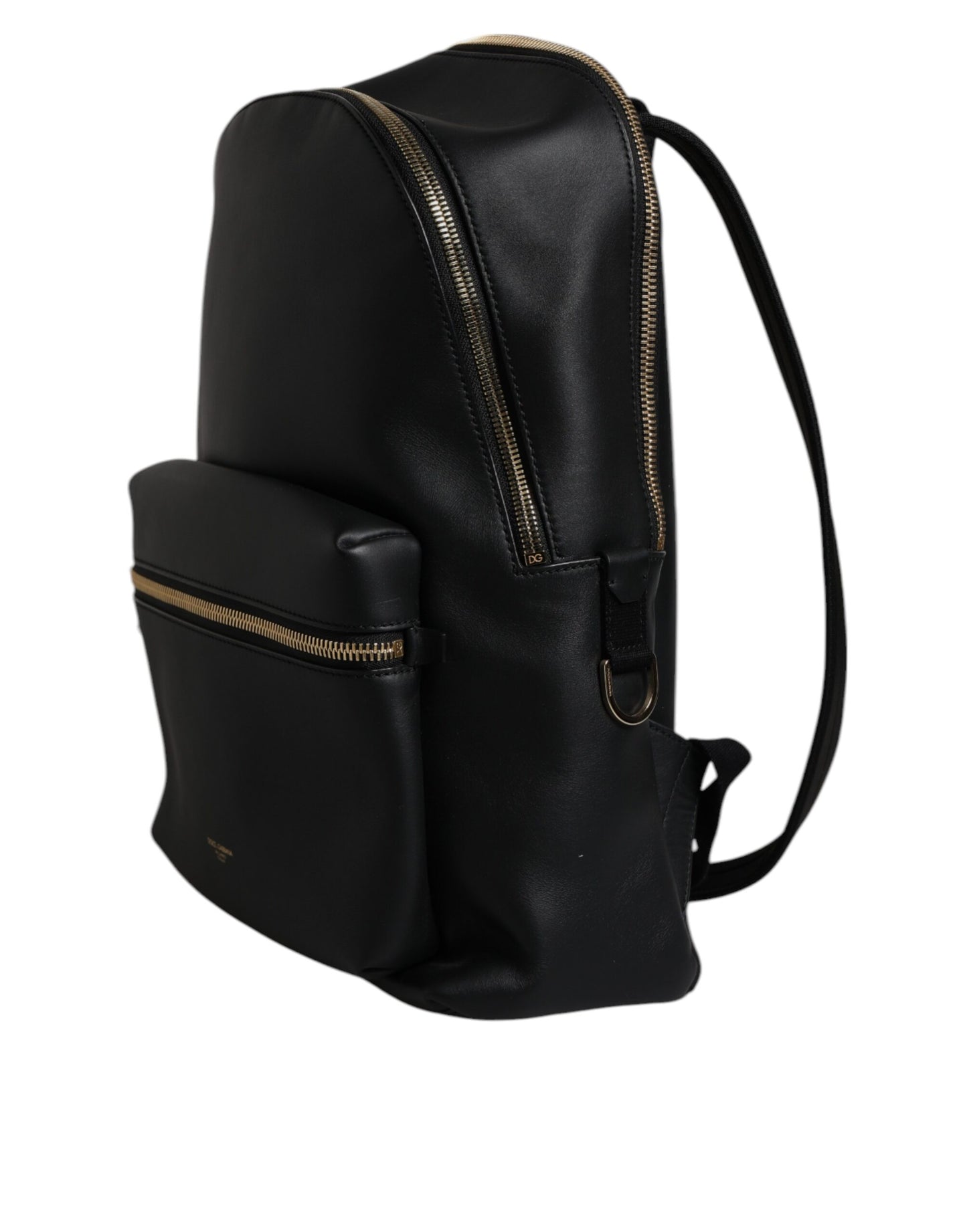 Dolce &amp; Gabbana – Reiserucksack aus schwarzem Leder mit DG-Logoprint