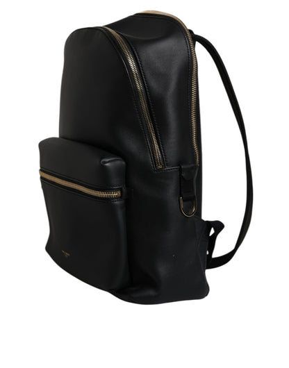 Dolce &amp; Gabbana – Reiserucksack aus schwarzem Leder mit DG-Logoprint