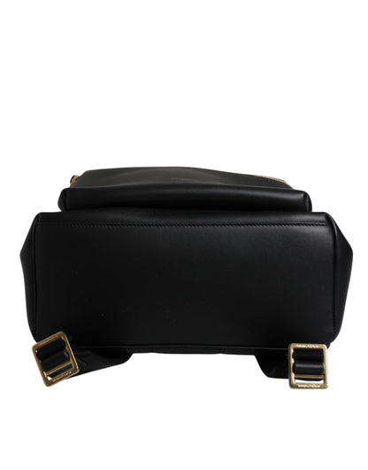 Dolce &amp; Gabbana – Reiserucksack aus schwarzem Leder mit DG-Logoprint