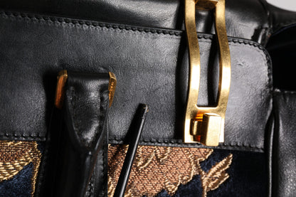 Dolce &amp; Gabbana Schwarze Jacquard-Handtasche mit Blumenmuster, Schultertasche