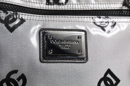 Dolce &amp; Gabbana Polyester Grau Schwarz DG Logo Plakette Rucksack Tasche