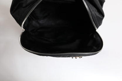 Dolce &amp; Gabbana – Rucksack „VULCANO“ aus schwarzem Nylon #DGFAMILY mit Verzierung