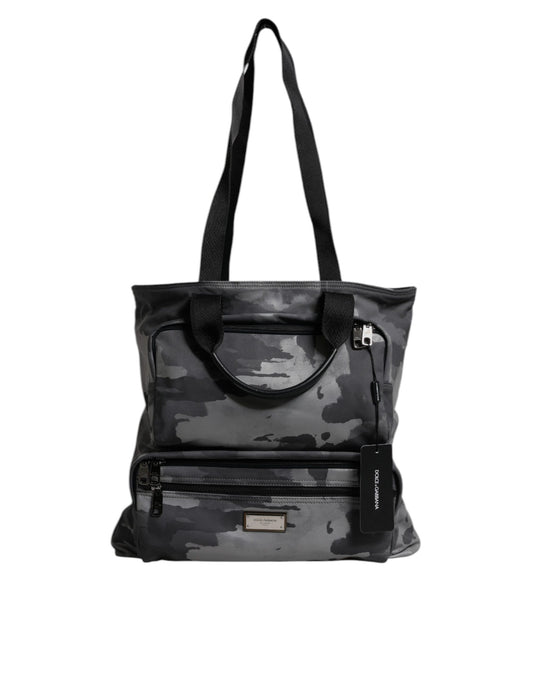 Dolce &amp; Gabbana – Schwarze Camouflage-Tasche mit Schultergurt und Logo-Plakette