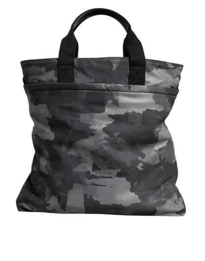 Dolce &amp; Gabbana – Schwarze Camouflage-Tasche mit Schultergurt und Logo-Plakette