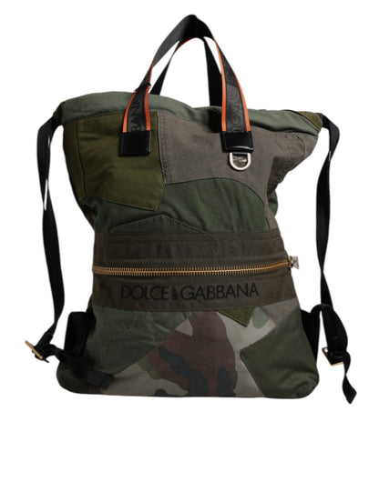 Dolce &amp; Gabbana Militärgrüner Patchwork-Rucksack