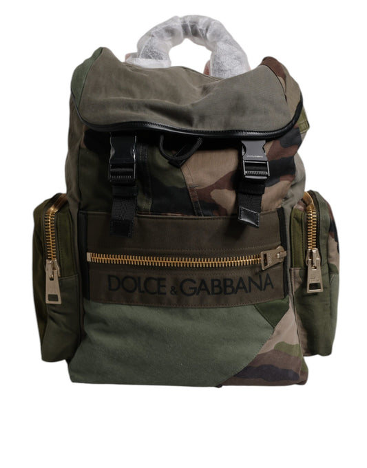 Dolce &amp; Gabbana Militärgrüner Patchwork-Reiserucksack