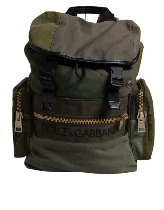 Dolce &amp; Gabbana Militärgrüner Patchwork-Reiserucksack