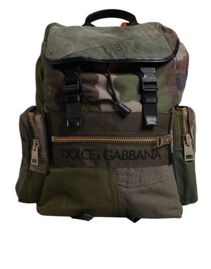 Dolce &amp; Gabbana Militärgrüner Patchwork-Schulrucksack