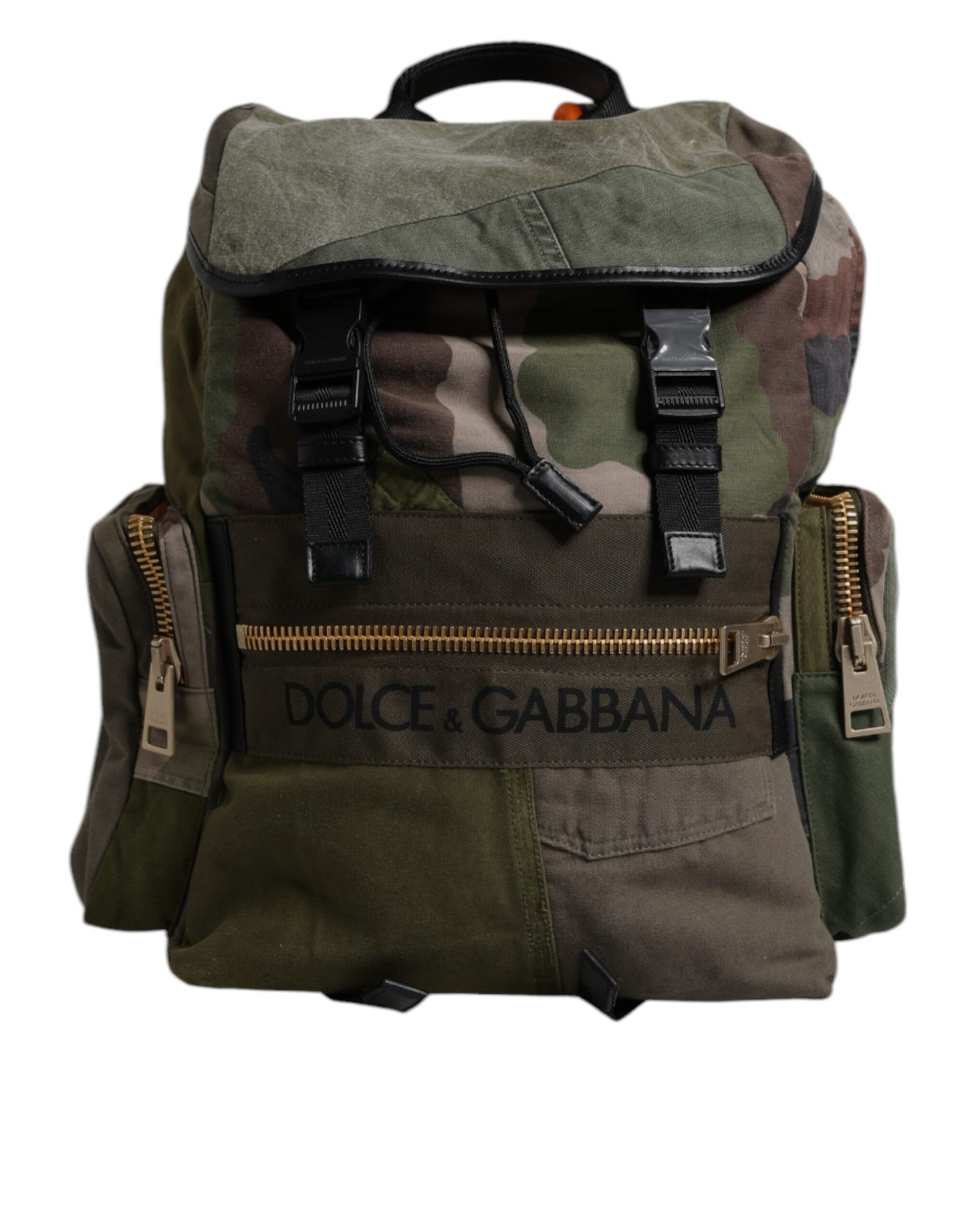 Dolce &amp; Gabbana Militärgrüner Patchwork-Schulrucksack