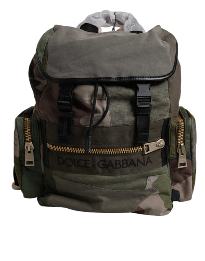 Dolce &amp; Gabbana Militärgrüner Patchwork-Schulrucksack