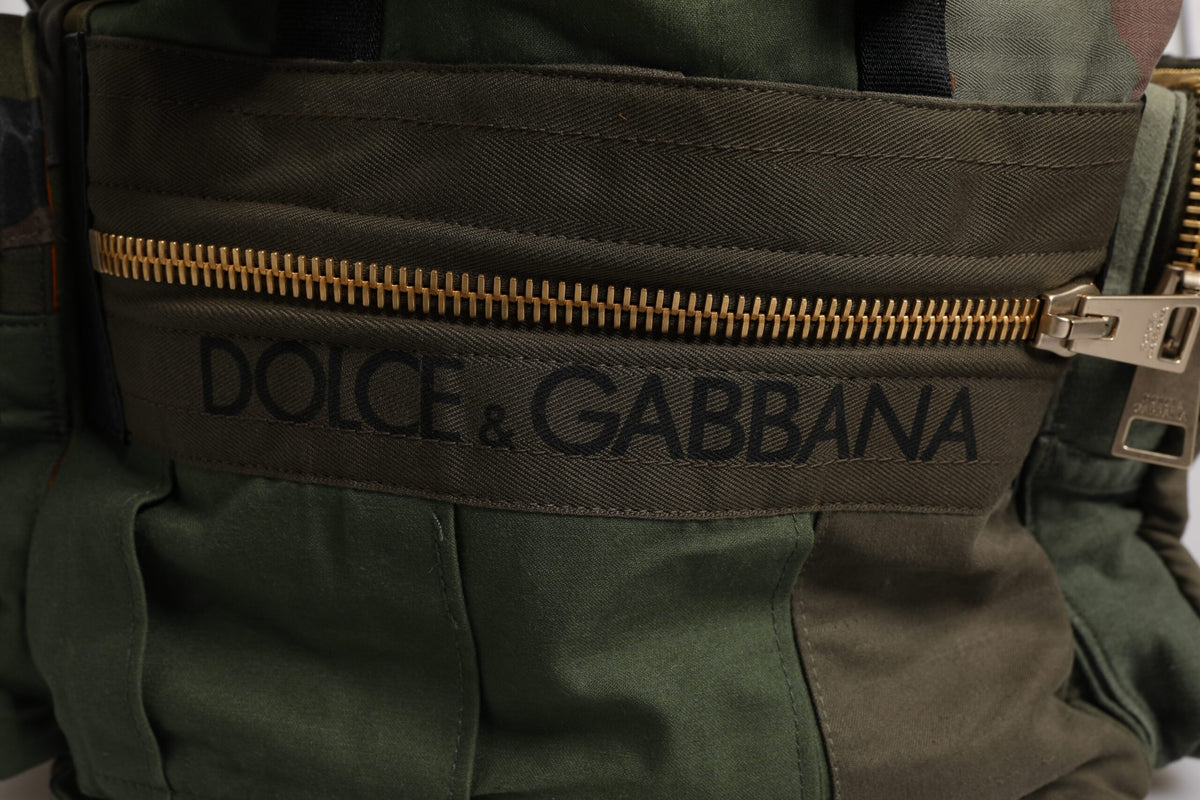 Dolce &amp; Gabbana Militärgrüner Patchwork-Reiserucksack