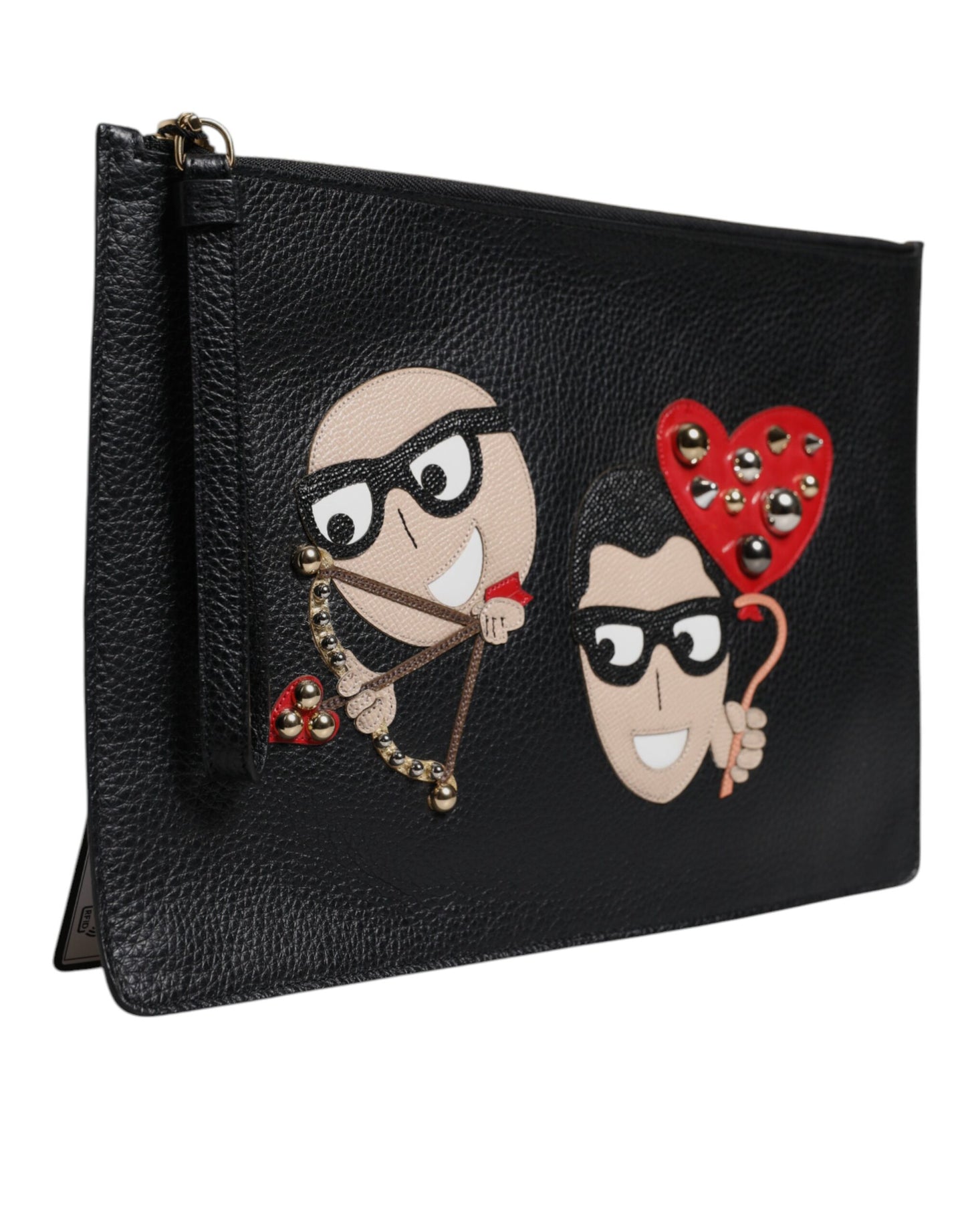Dolce &amp; Gabbana – Schwarze Clutch aus verziertem Leder #DGFamily
