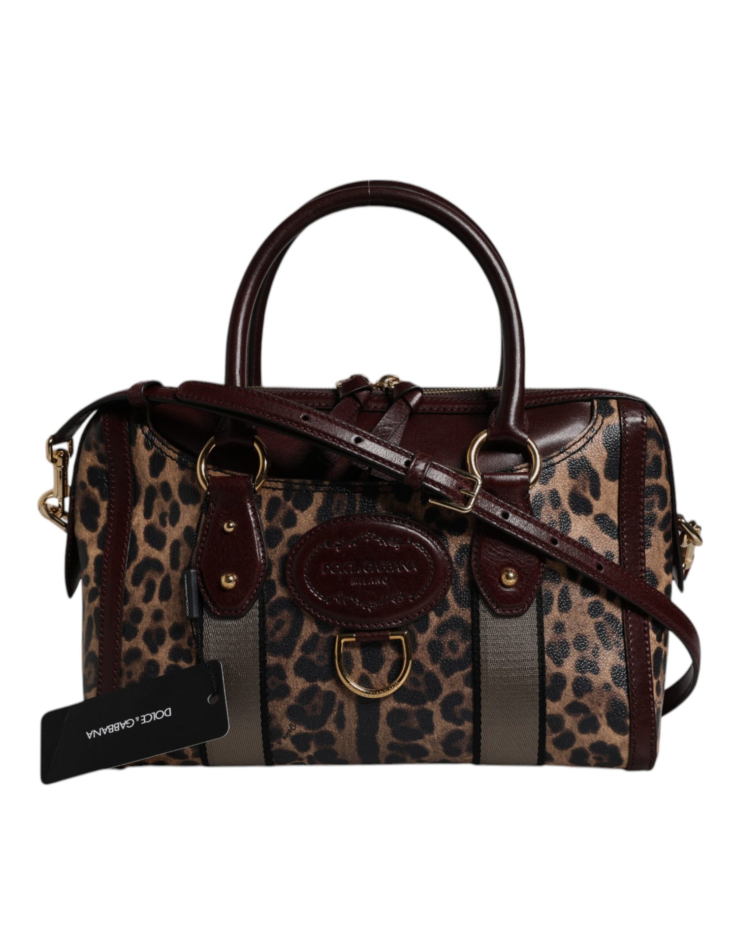 Dolce &amp; Gabbana – Reisetasche aus braunem Leopardenleder mit Schultergurt