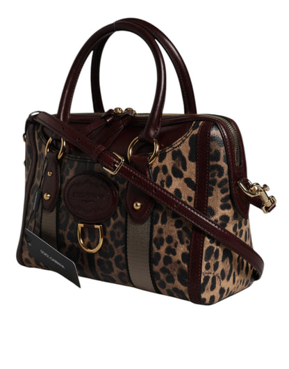 Dolce &amp; Gabbana – Reisetasche aus braunem Leopardenleder mit Schultergurt