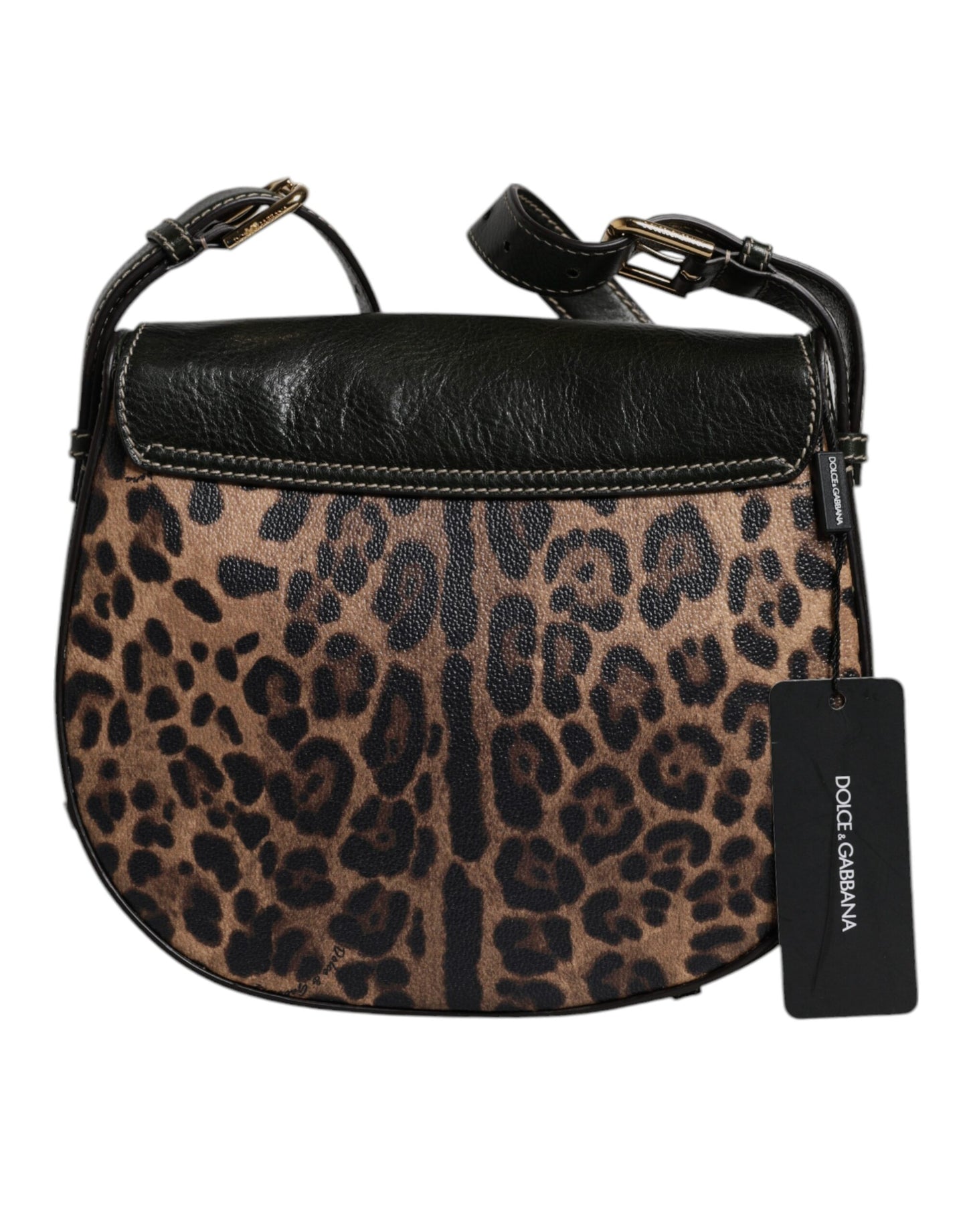 Dolce &amp; Gabbana Schultertasche aus Leder mit Leopardenmuster in Schwarz und Braun