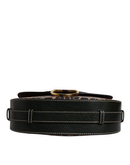Dolce &amp; Gabbana Schultertasche aus Leder mit Leopardenmuster in Schwarz und Braun
