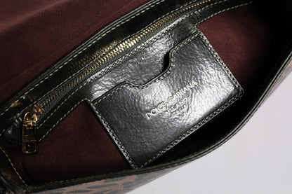 Dolce &amp; Gabbana Schultertasche aus Leder mit Leopardenmuster in Schwarz und Braun