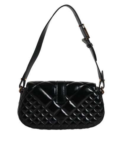 Versace – Gesteppte Schultertasche aus schwarzem Kalbsleder