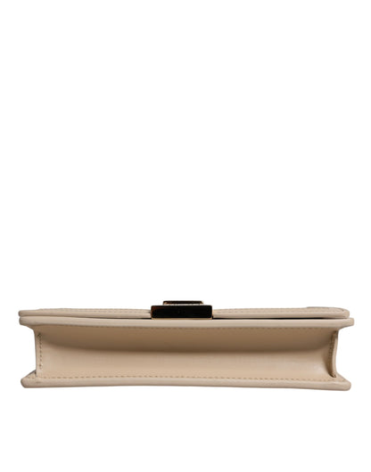 Versace – Umhängetasche aus Kalbsleder mit goldener Kette in Beige