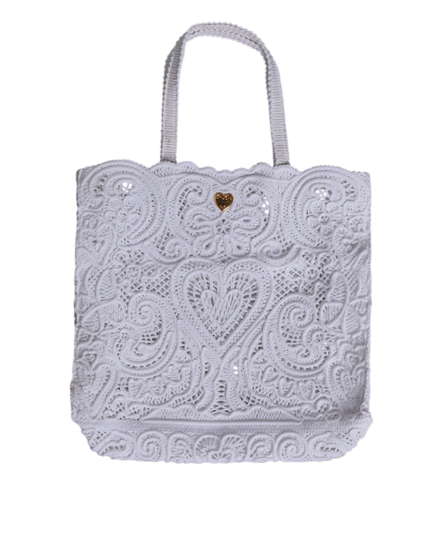 Dolce & Gabbana White Cordonetto Lace Beatrice Tote Shopping Bag