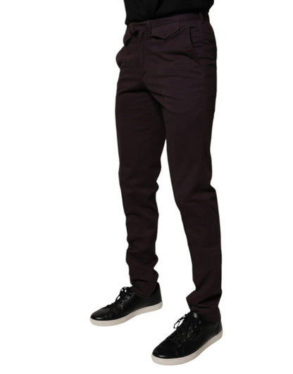 BENCIVENGA Brown Pure Cotton Slim Fit Men Dress Pants