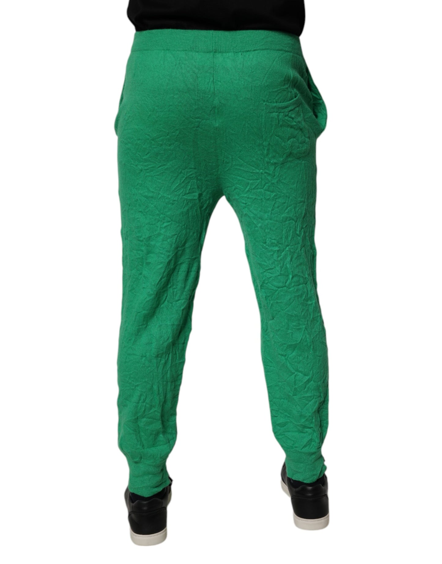Dsquared² Green Cotton Elastic Waist Men Casual Pants